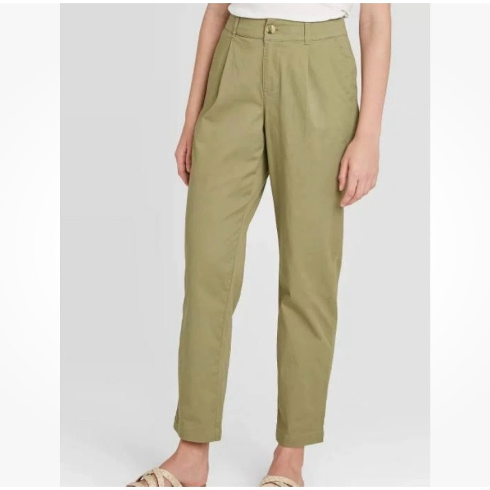 Women's High-Rise Straight Leg Cropped Pants - A New Day Olive Green size 10